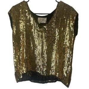 Le Mieux Vintage 90s Women's Size Medium Swifty Disco Gold Sequin Top